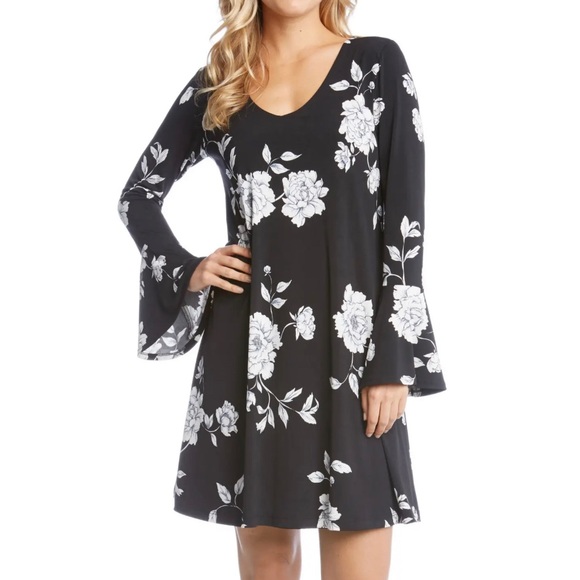 Karen Kane Dresses & Skirts - Karen Kane Dress NWOT Taylor Bell Sleeve A-Line Black & White Super Flattering!